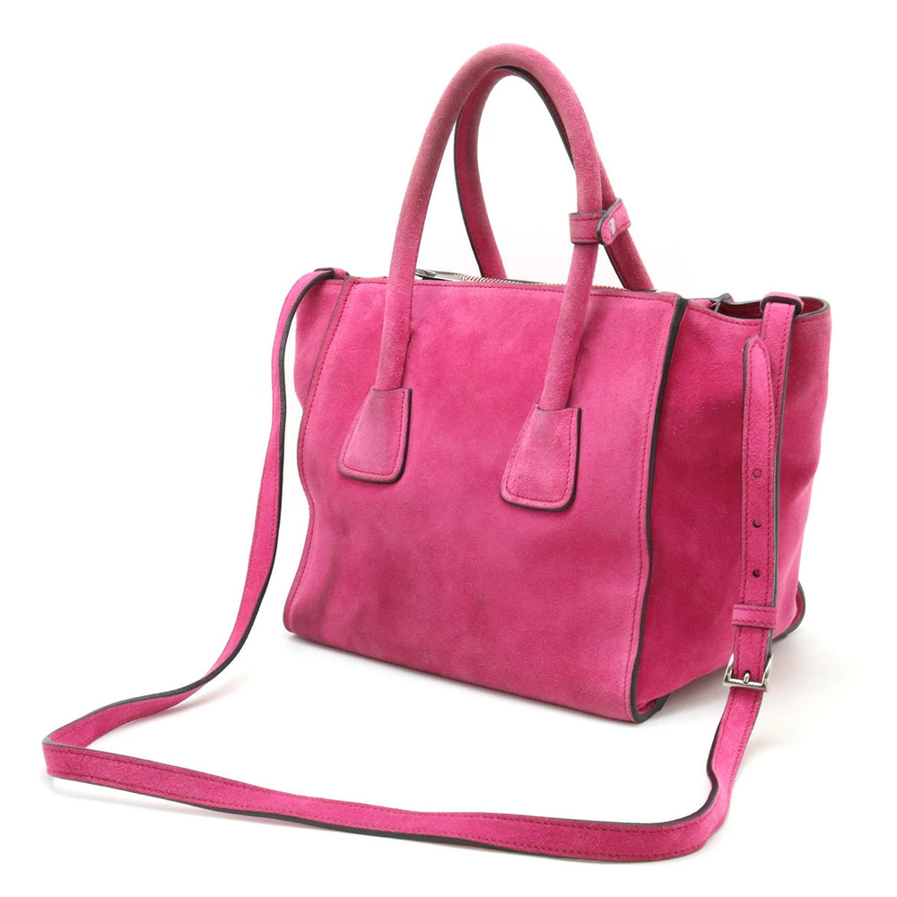 Prada Suede 2way Leather Shoulder Zip FUXIA Double Pink Bag Pink